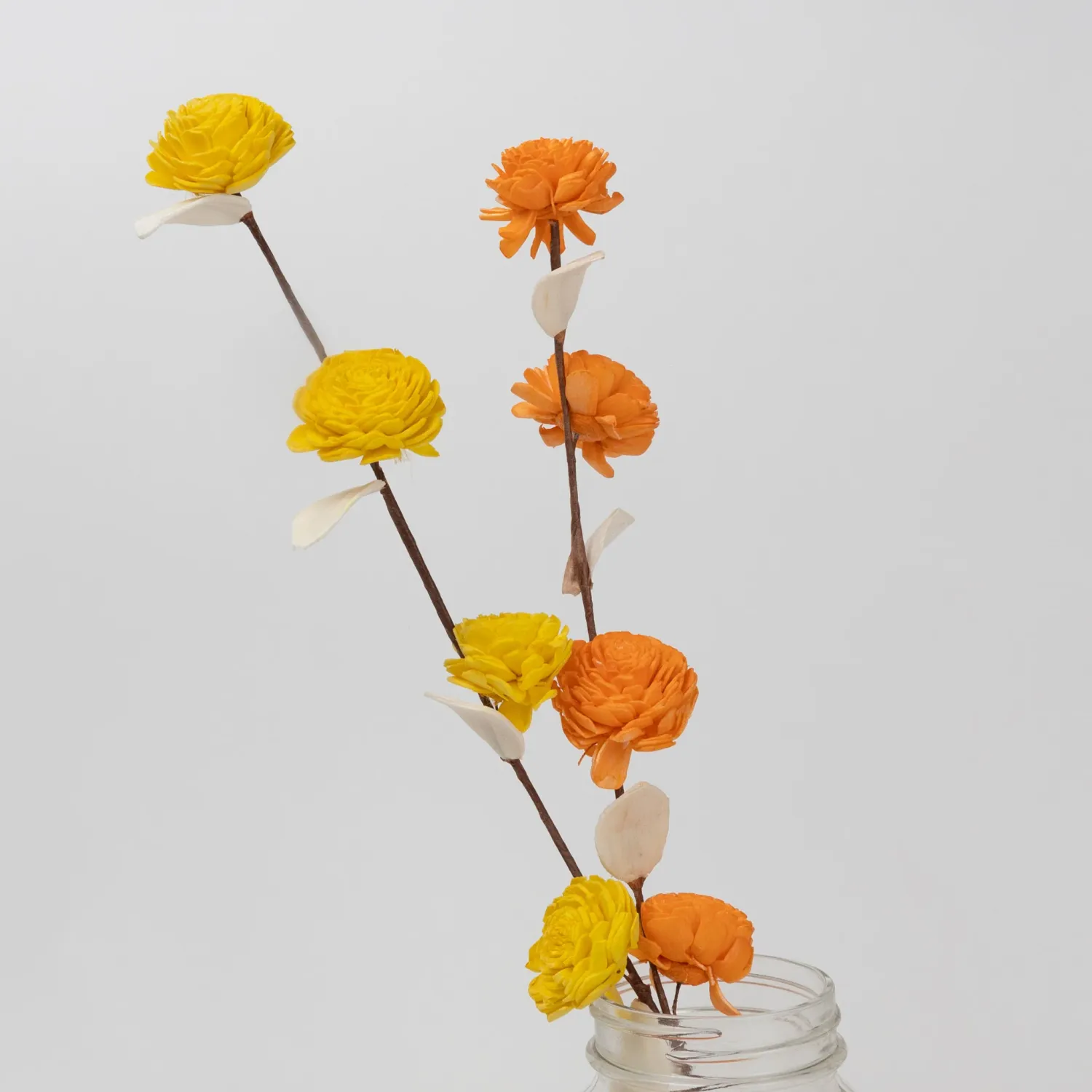 Sada Shola Wood Flower Collection - Citrine yellow/orange asst