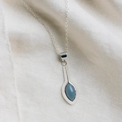 Celestial Silver Marquise Pendant Necklace