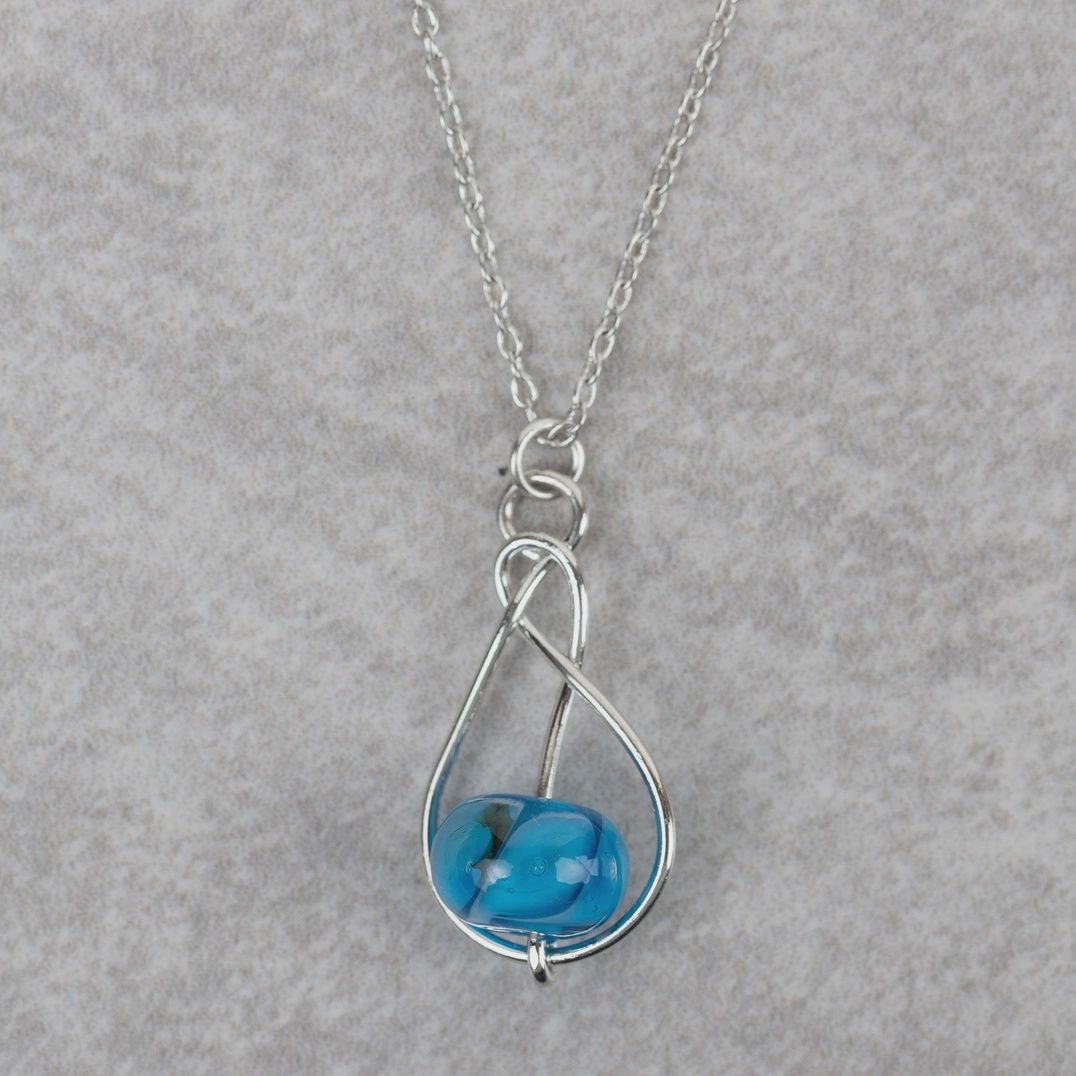 Necklace blue marble in swirl - Isai Pendant