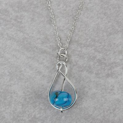 Necklace blue marble in swirl - Isai Pendant