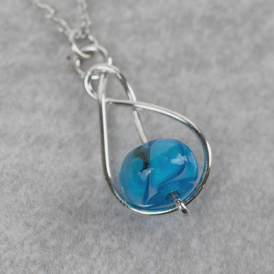 Necklace blue marble in swirl - Isai Pendant