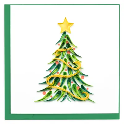 Gold Garland Christmas Tree Card