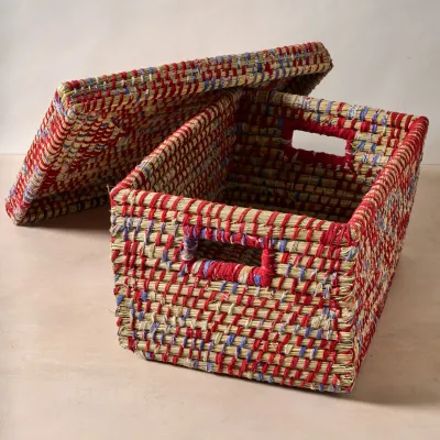 Lidded Sari Storage Basket 10.5H - Pick up Only
