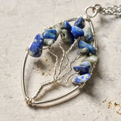Lapis Tree Pendant Necklace