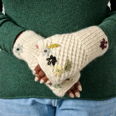 Blissful Flowers Embroidered Wrist Warmers