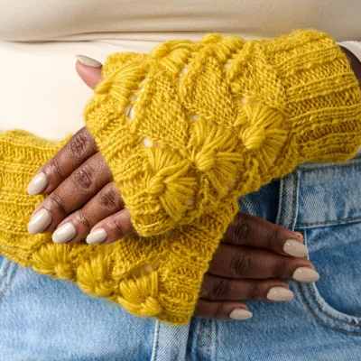 Golden Light Knit Wrist Warmers
