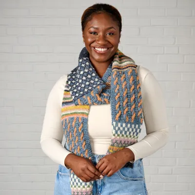 Amba Color Block Wool/Banana Fiber Scarf