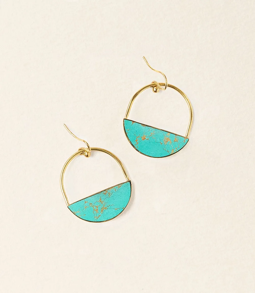 Sandhya Reconstituted Stone Hoop Drop Earrings - Turquoise