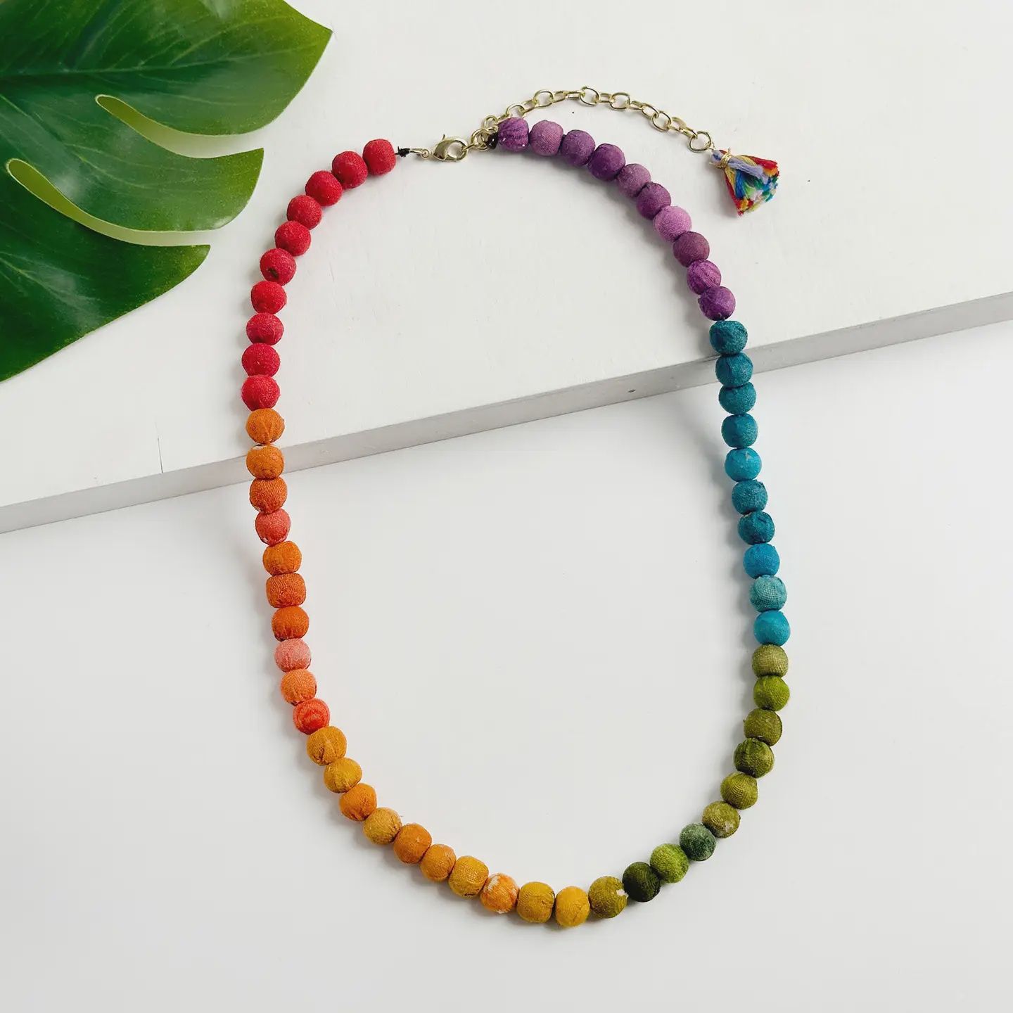 Kantha Rainbow Prism Necklace