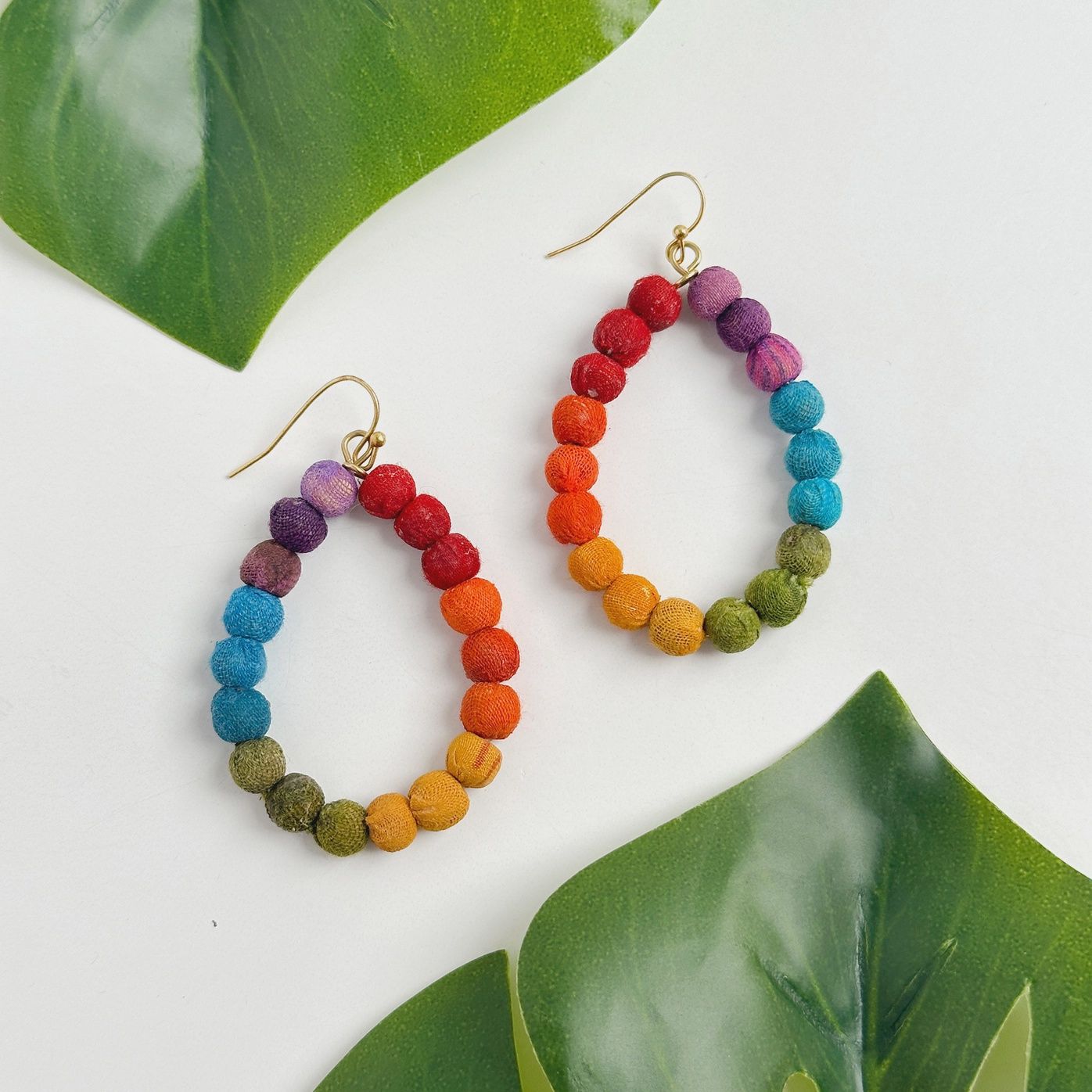 Kantha Prism Teardrop Earrings