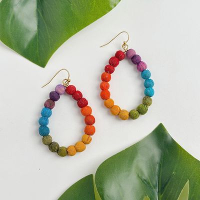 Kantha Prism Teardrop Earrings
