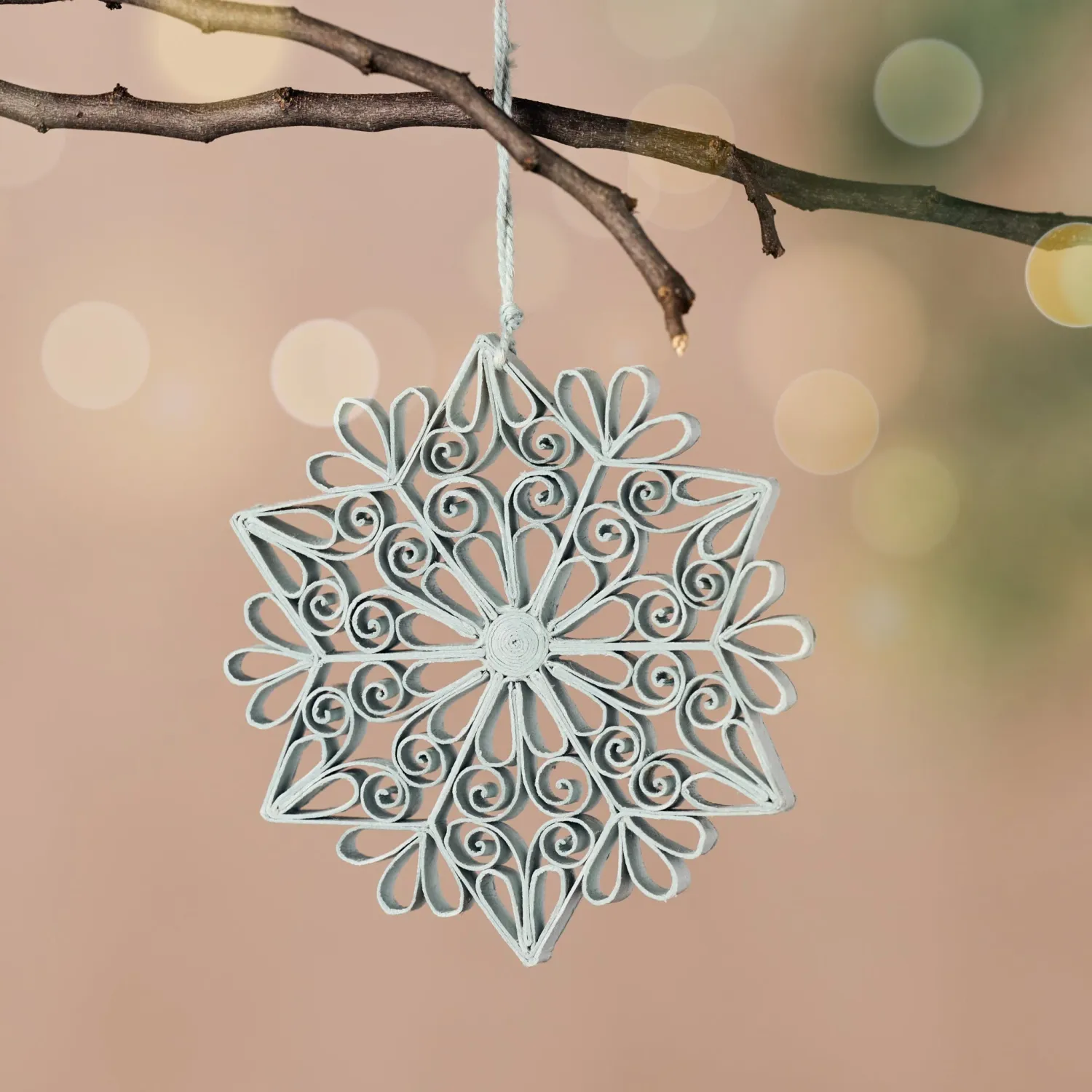 Kula Quilled Snowflake Ornament - Silver