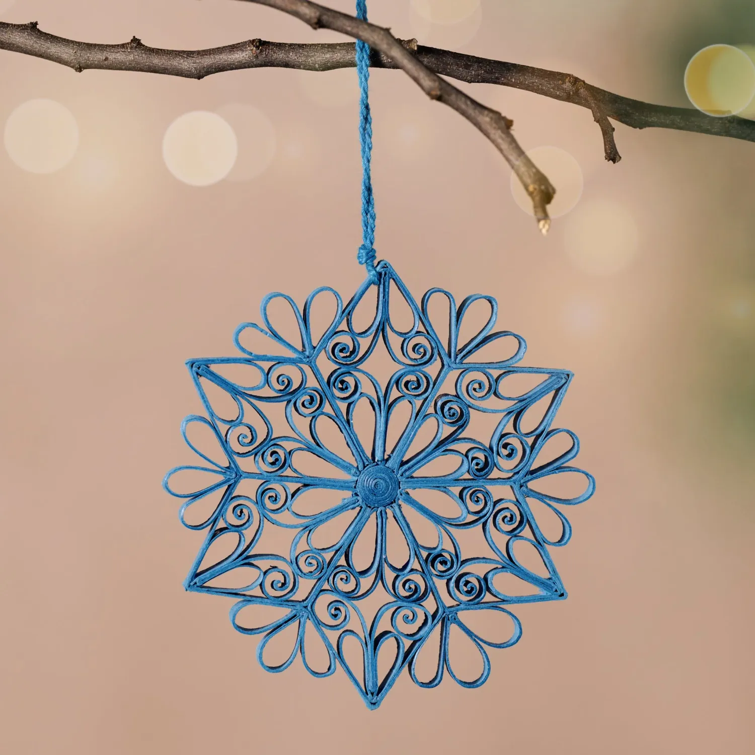 Kula Quilled Snowflake Ornament - Blue