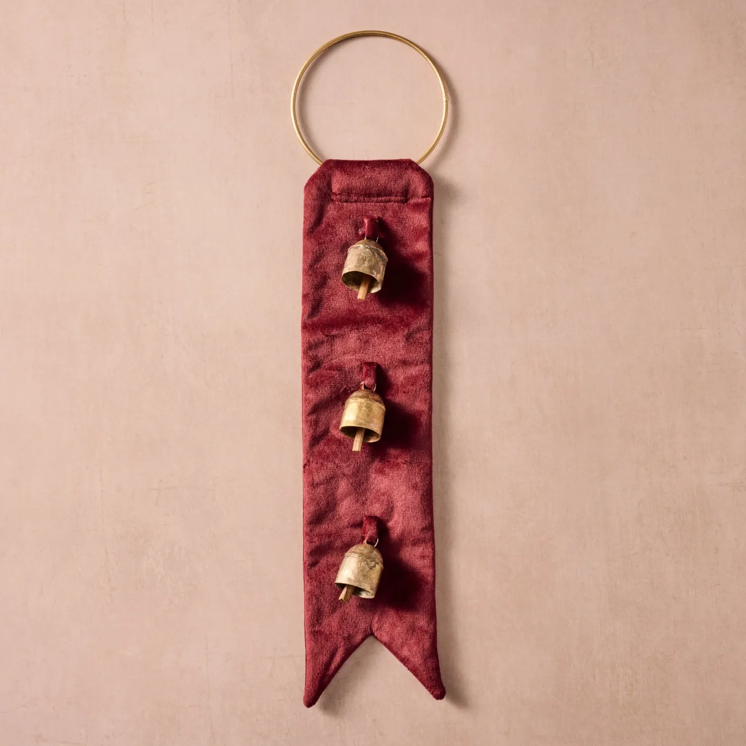 Deep Red Velvet Three Bells Door Hanger