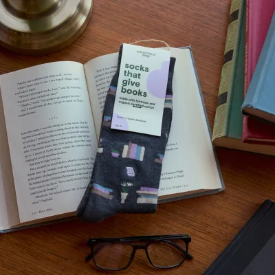 Socks that Give Books (Gray Bookshelves)