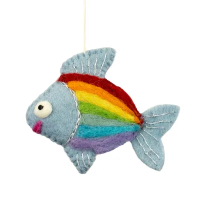 Rainbow Fish Felted Ornament