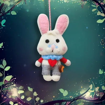 White Rabbit Felt Ornament