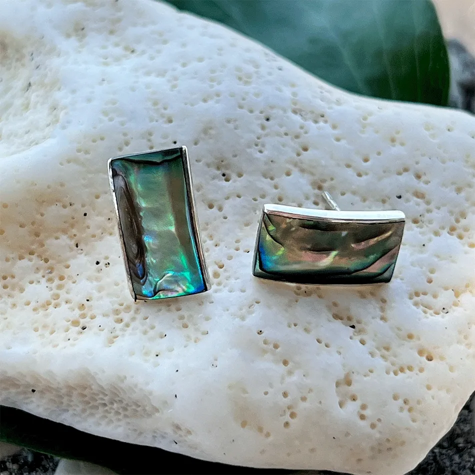 Abalone Wave Earrings - Sterling