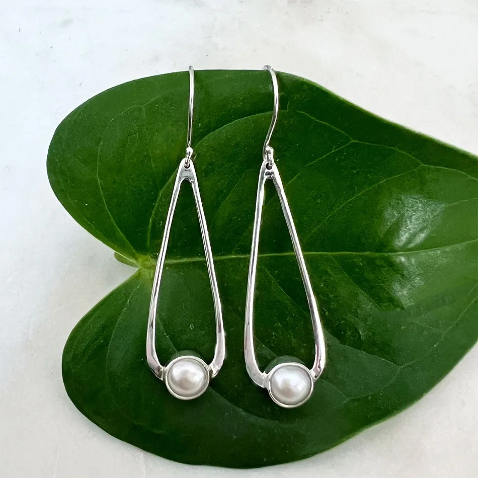 Timeless Teardrop Pearl Earrings - Sterling