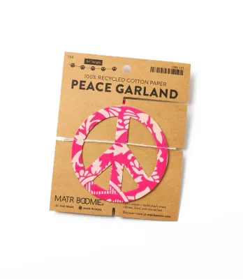 Peace Sign Recycled Paper Garland - Assorted Prints