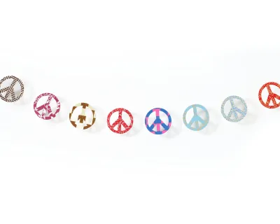 Peace Sign Recycled Paper Garland - Assorted Prints
