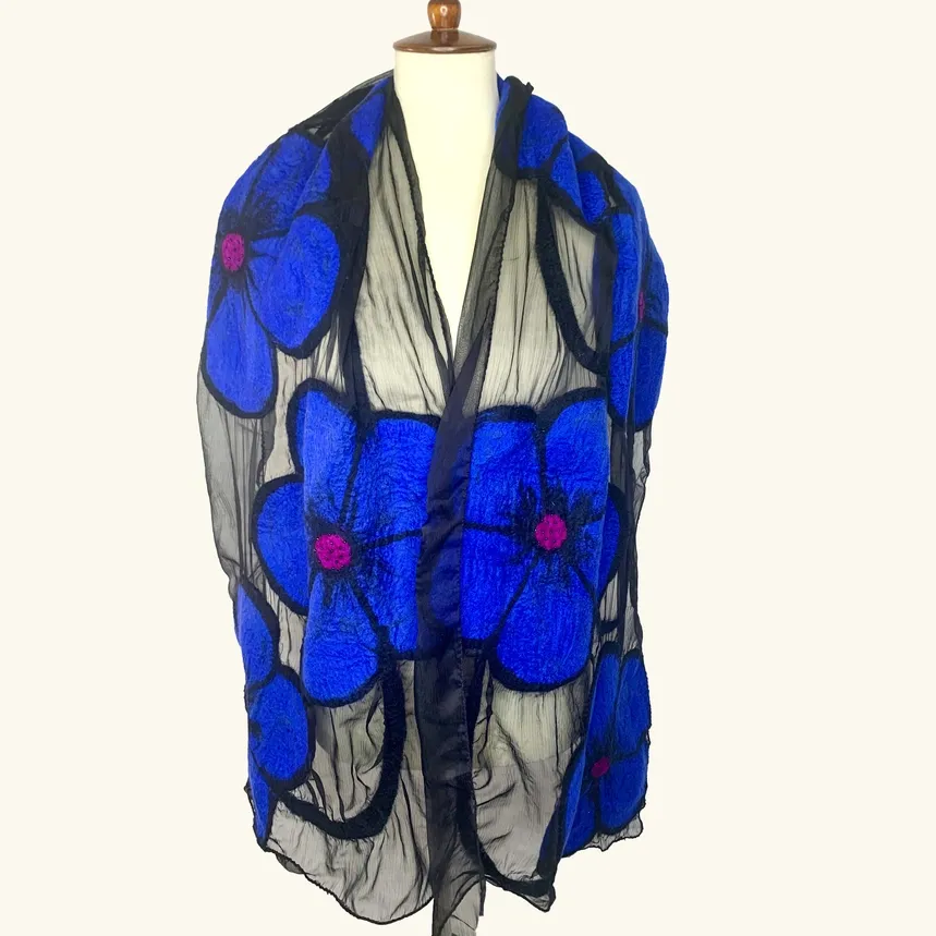 Midnight Flower Felted Scarf