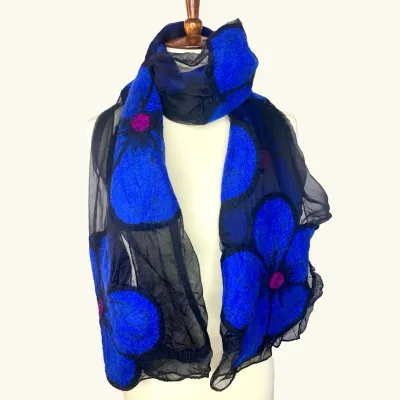 Midnight Flower Felted Scarf