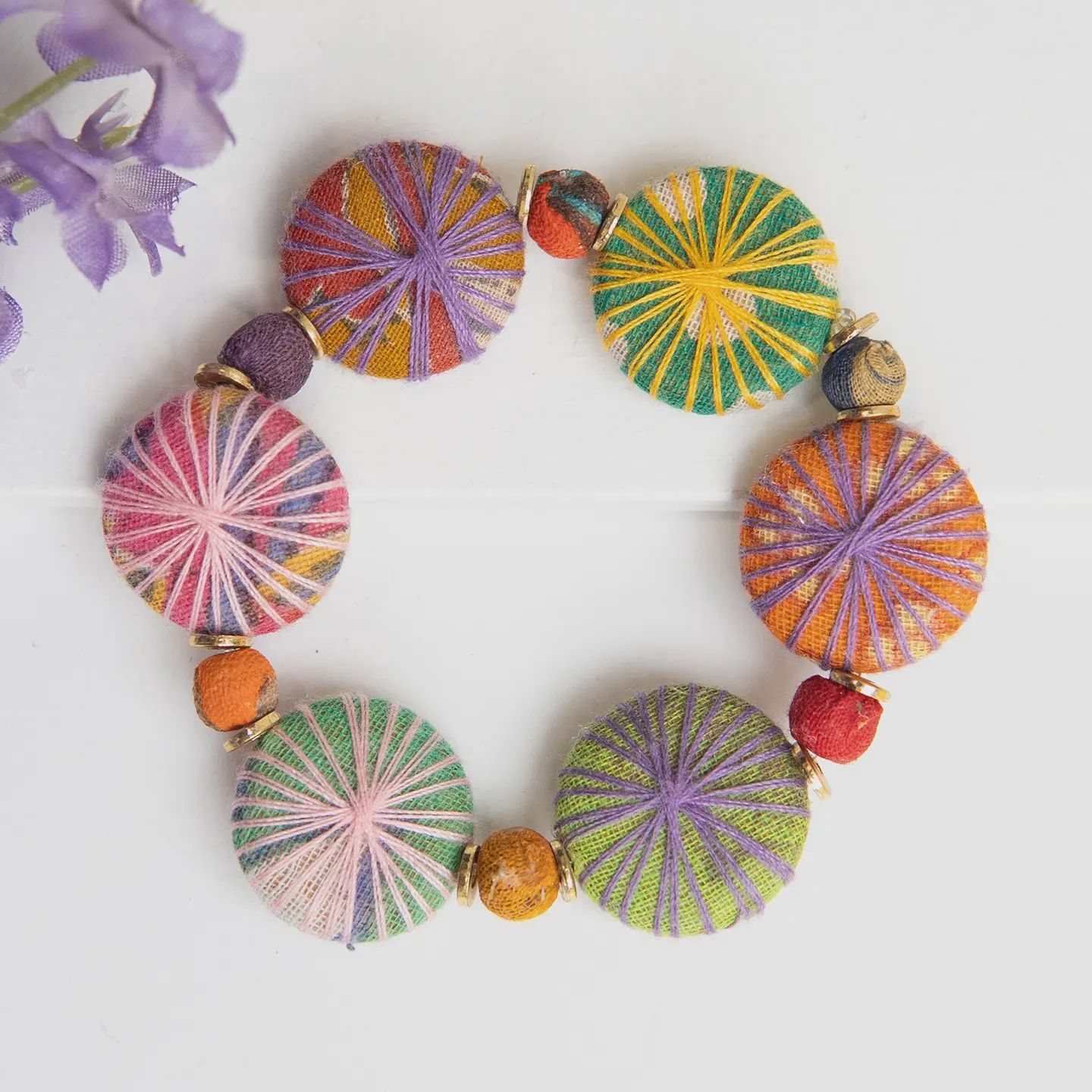 Kantha Threadburst Bracelet, asst colors