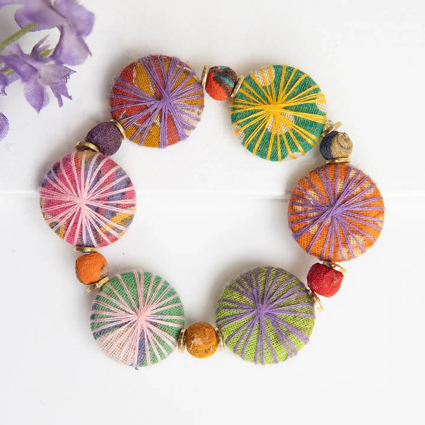 Kantha Threadburst Bracelet, asst colors