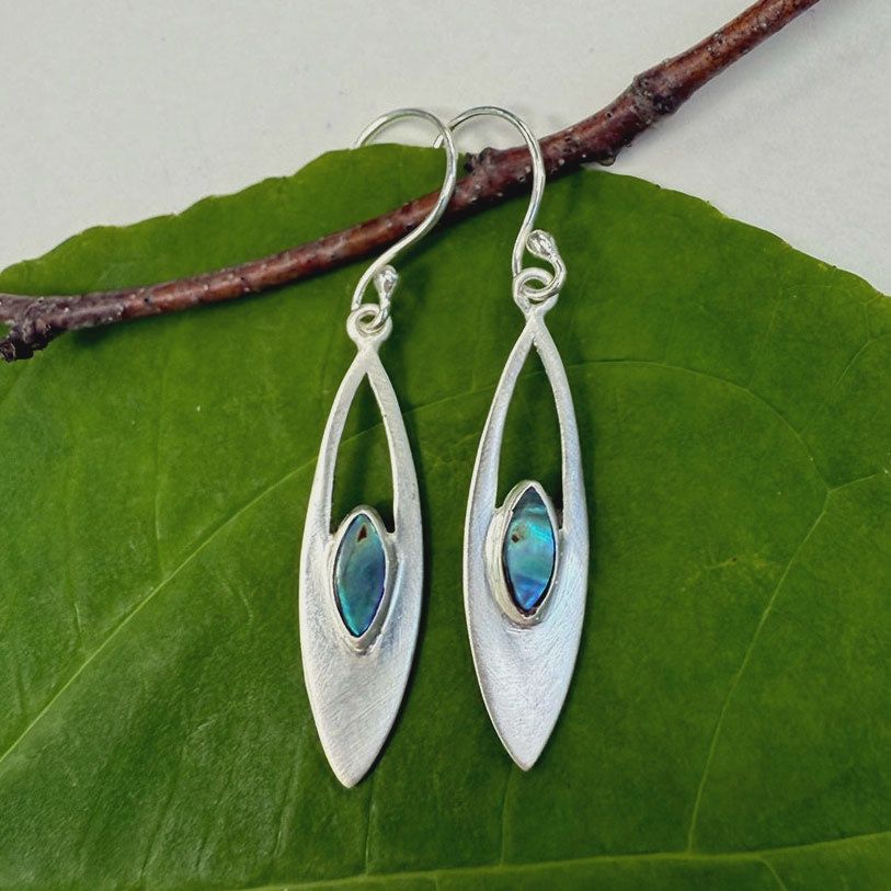 Elliptical Abalone Earrings - Sterling