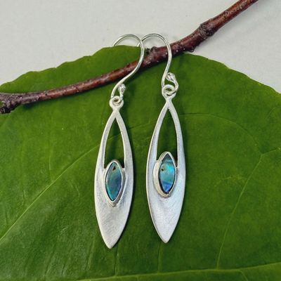 Elliptical Abalone Earrings - Sterling