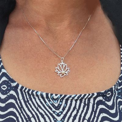 Lotus Pearl Necklace - sterling