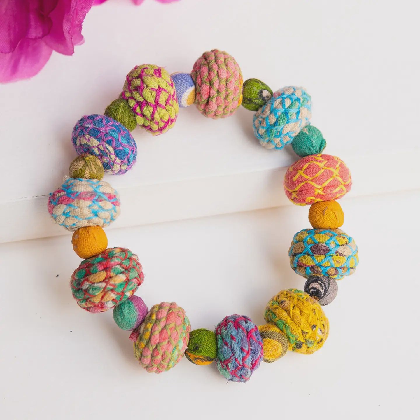 Threaded Kantha Bauble Bracelet