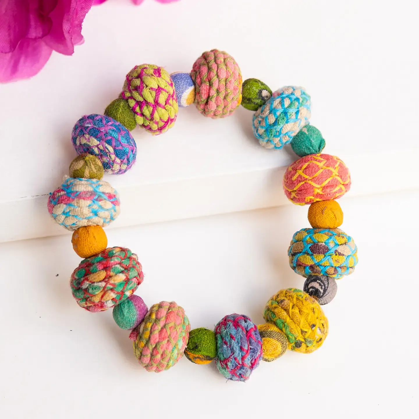 Threaded Kantha Bauble Bracelet