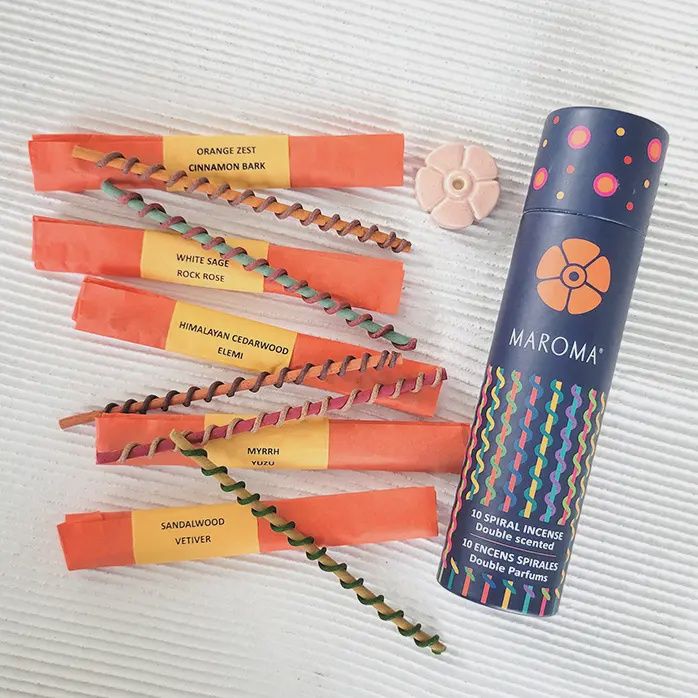 Spiral Incense Orange Set with mini holder