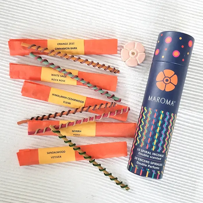 Spiral Incense Orange Set with mini holder