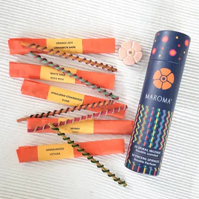 Spiral Incense Orange Set with mini holder