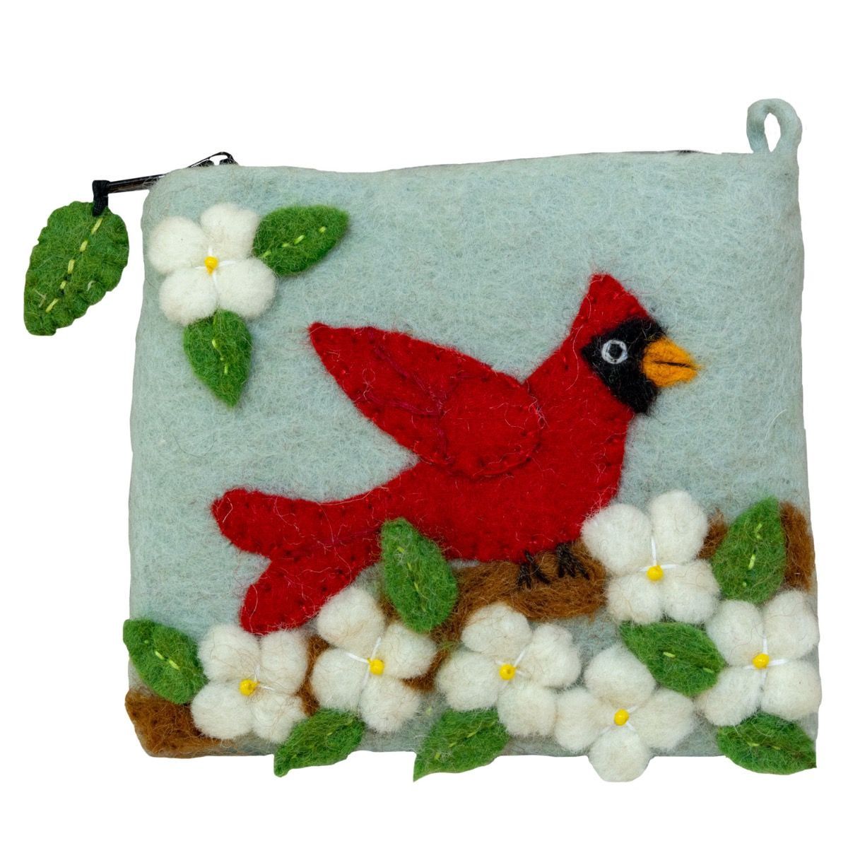 Cardinal Dogwood Felted Coinpurse