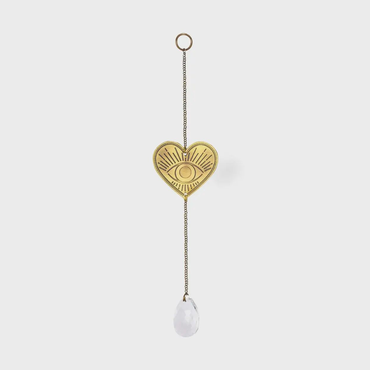Surya Mini Heart Engraved Brass Suncatcher