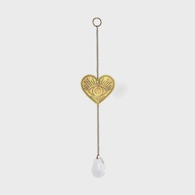 Surya Mini Heart Engraved Brass Suncatcher