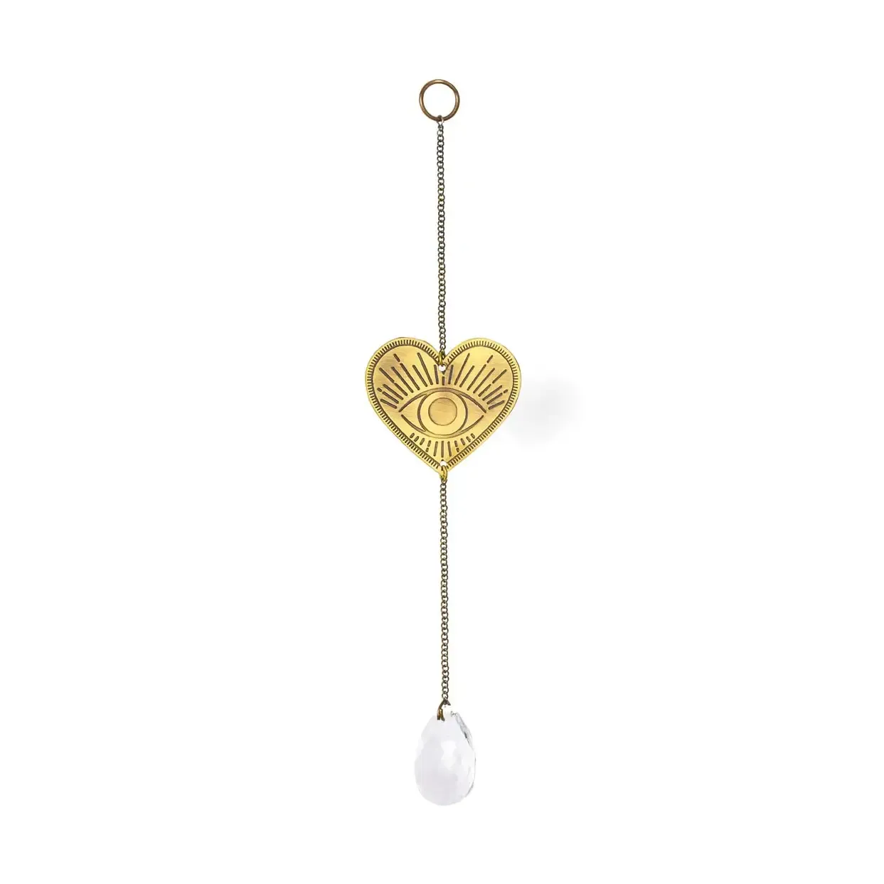 Surya Mini Heart Engraved Brass Suncatcher