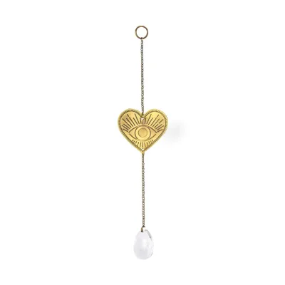 Surya Mini Heart Engraved Brass Suncatcher