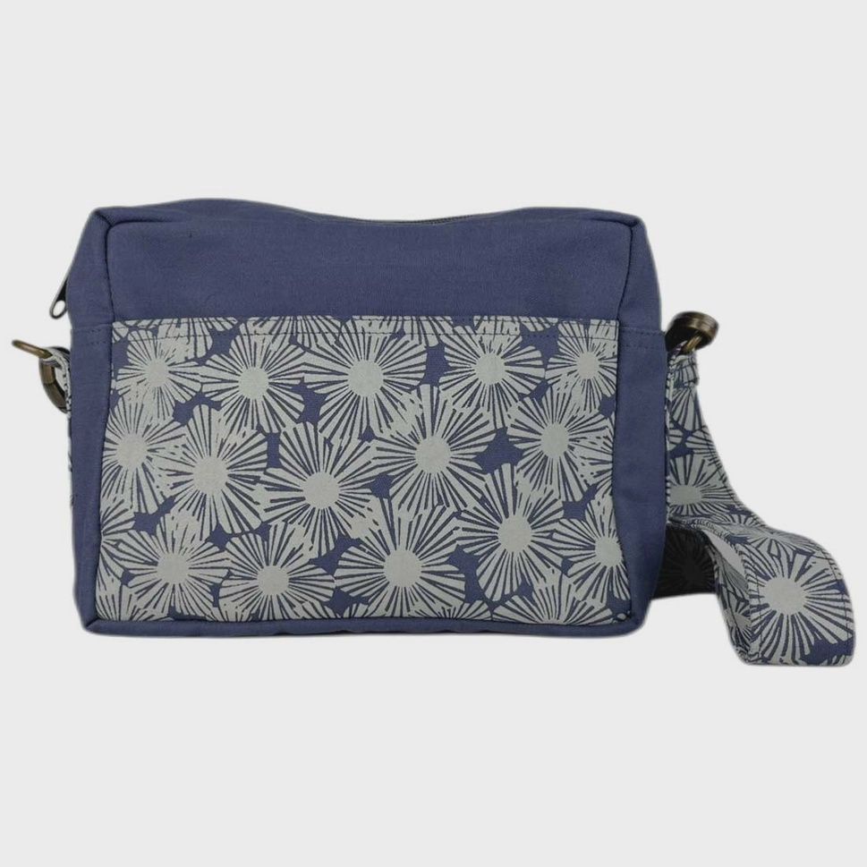 Small "Camera Bag Style" Crossbody - Floral Purse, Color: Periwinkle