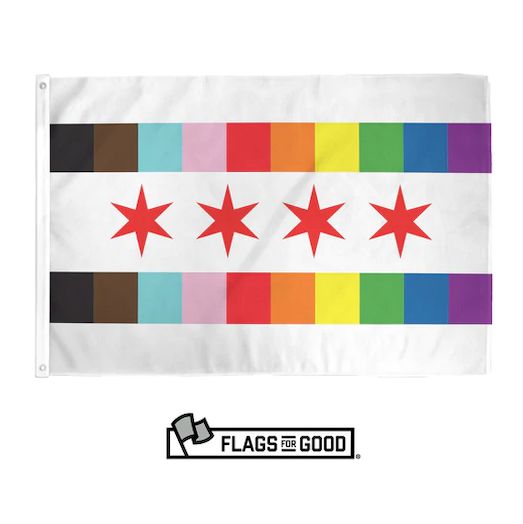 Chicago Pride Flag, Variant: 2ft x 3ft Single-Sided with Grommets