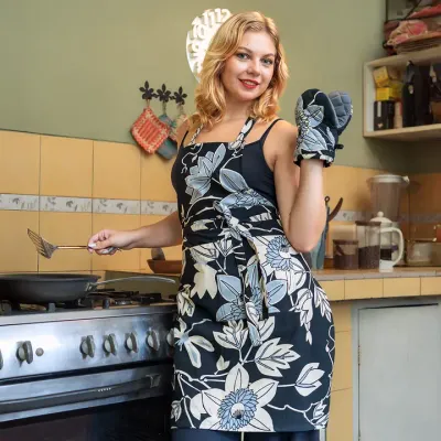 Apron | Big Passion Flower Onyx