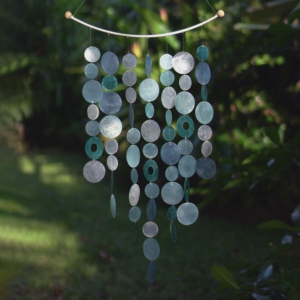 Capiz Chime Inverted Arch, Color: Blue