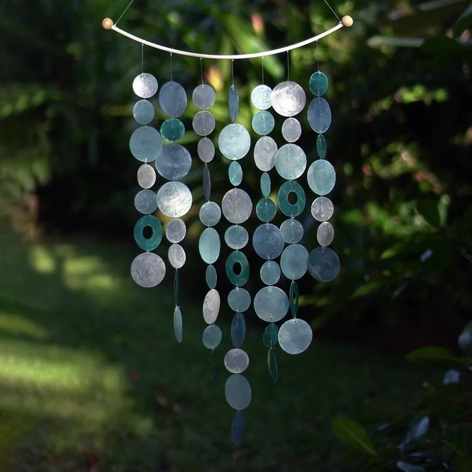 Capiz Chime Inverted Arch, Color: Blue
