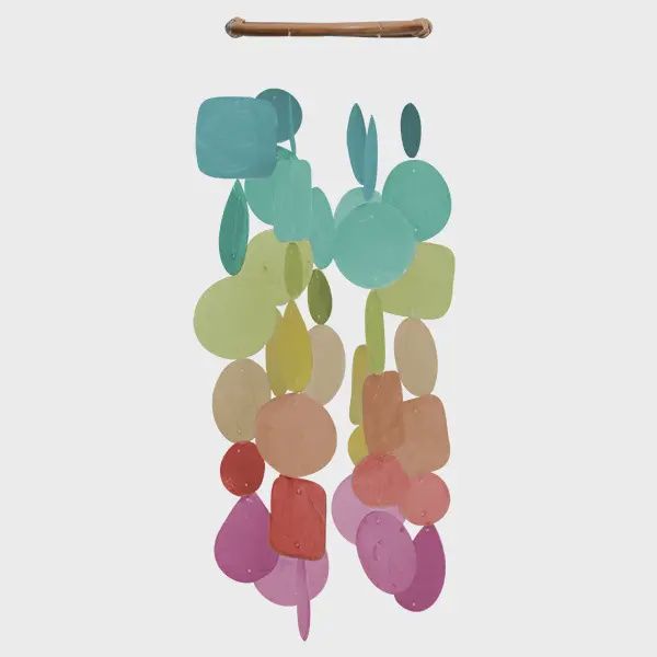 Capiz Chime Small Round - Color Choice, Color: Fiesta
