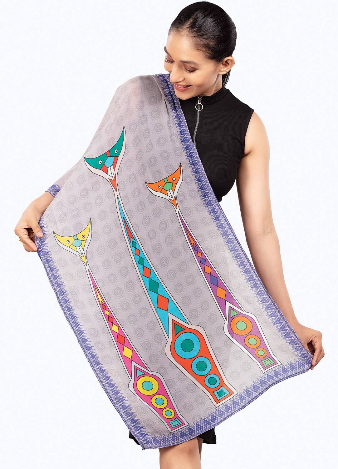 Folk Art Cat Scarf