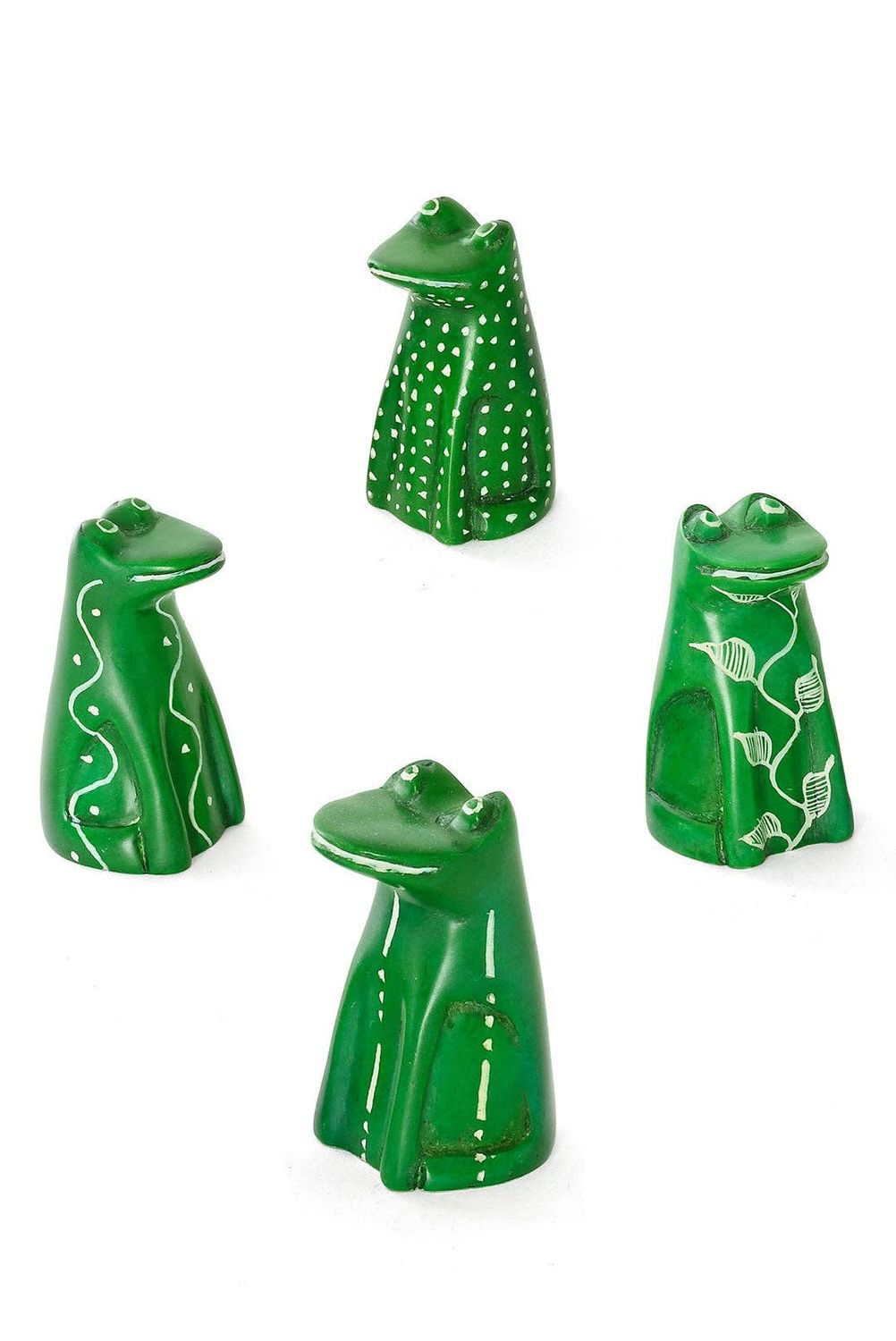 Googley Green Soapstone Frogs